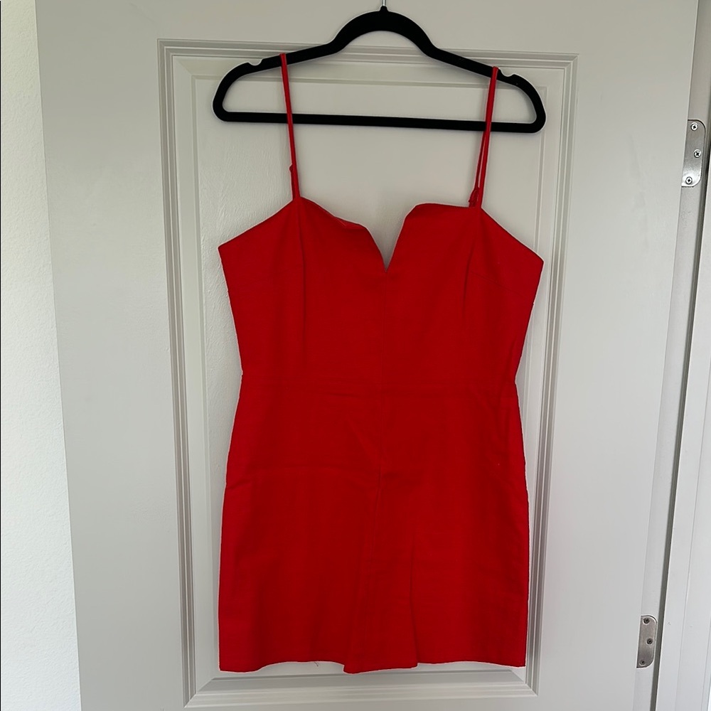 Lovers + Friends Red linen blend mini dress